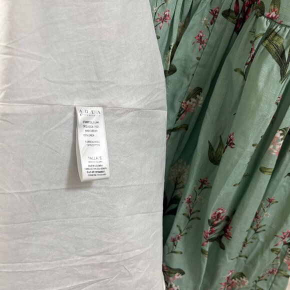 Agua by Agua Bendita  Green layered linen maxi dress with Lima linen embroidery - Picture 12 of 12